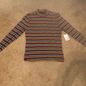 Long Sleeved Rainbow Striped Turtleneck